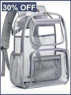 Clear Backpack Heavy Duty 17 Inch See Through Reflective Straps Large Capacity